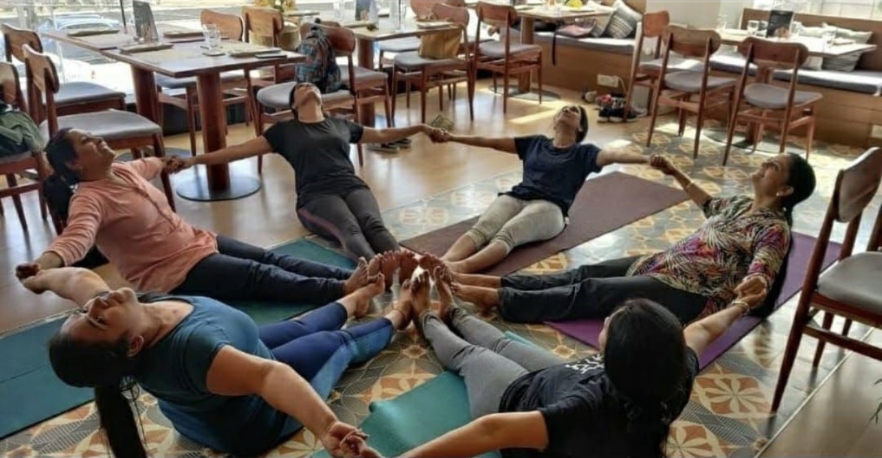 SriYogalaya authentic outdoor group yoga session